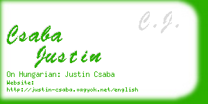 csaba justin business card